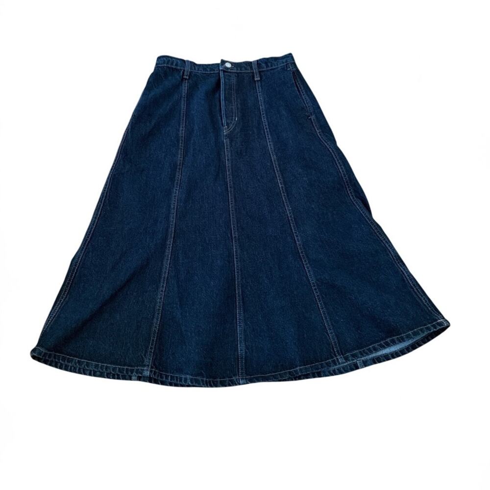 Banana Republic Dark Denim Midi Skirt Flare NWT Size 8 - Picture 2 of 4